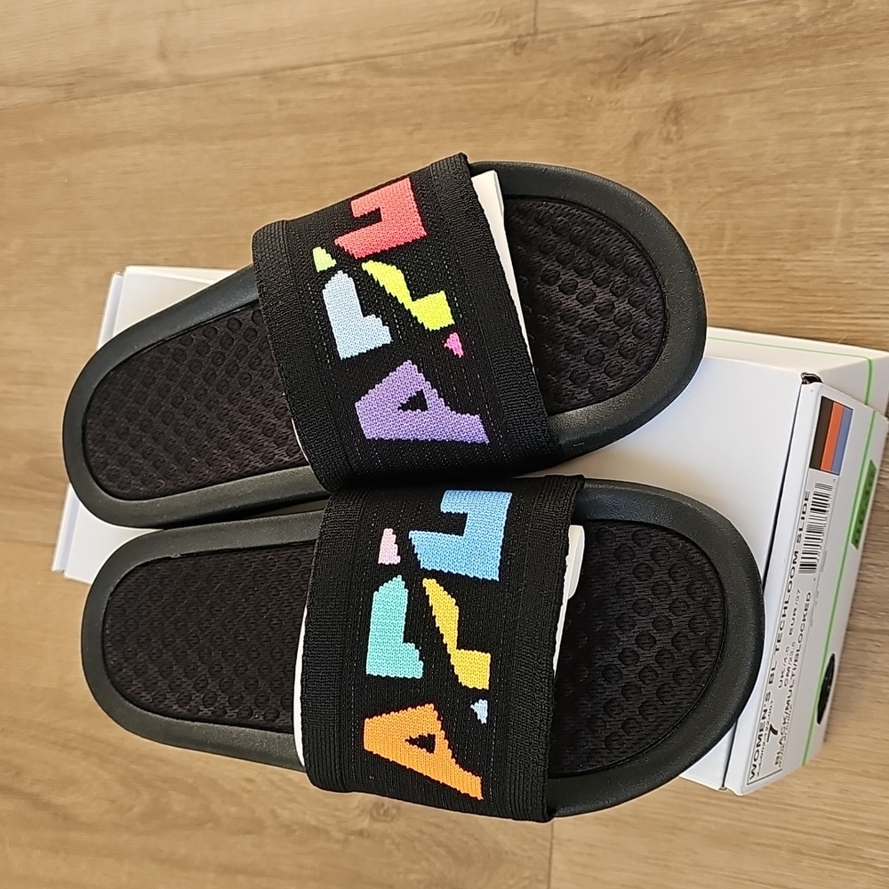 APL Techloom Slides Big Logo Black Multi Womens Size 7 - Picture 7 of 10
